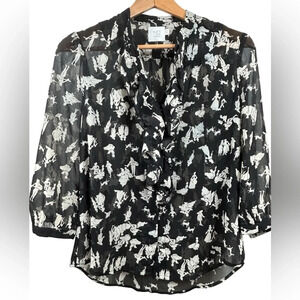 HD in Paris Anthropologie Long Sleeve Chiffon Top, 8 Ruffles Whimsical Romantic